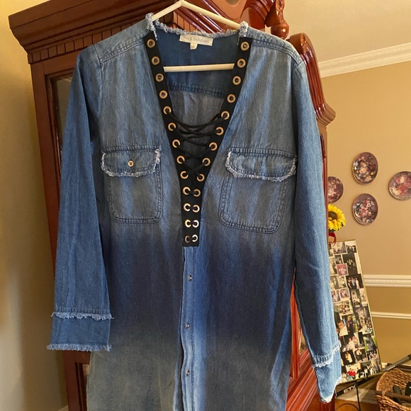 Hot & Delicious Dresses & Skirts - Denim dress with lace up front